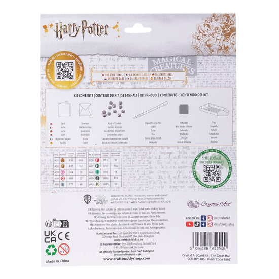 The Great Hall Harry Potter Crystal Art Card pack back