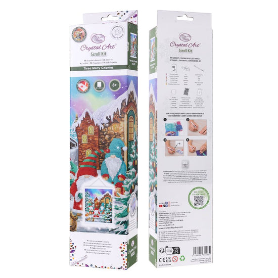 Three Merry Gnomes Crystal Art Scroll Kit 40x50cm 1