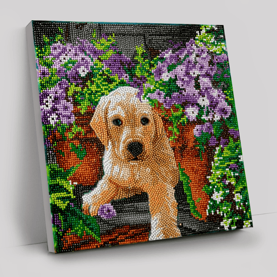 "Floral Pup" Crystal Art Kit 30x30cm