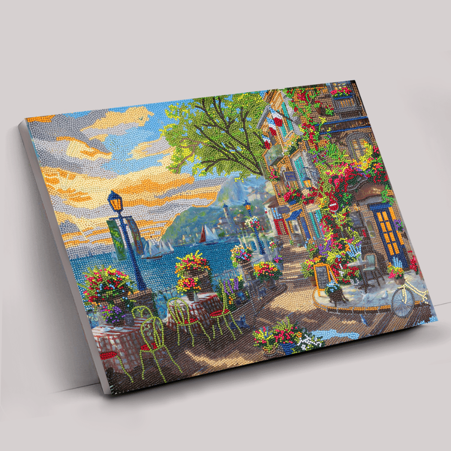 "French Riviera Café" by Thomas Kinkade Crystal Art Kit 40x50cm