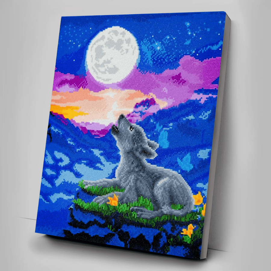 "Howling Wolf Cub" Crystal Art Kit 40x50cm