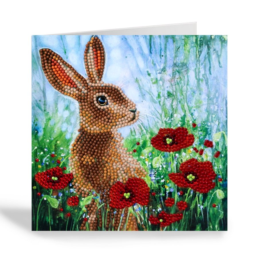 Wild Flowers Hare Crystal Art Card 1