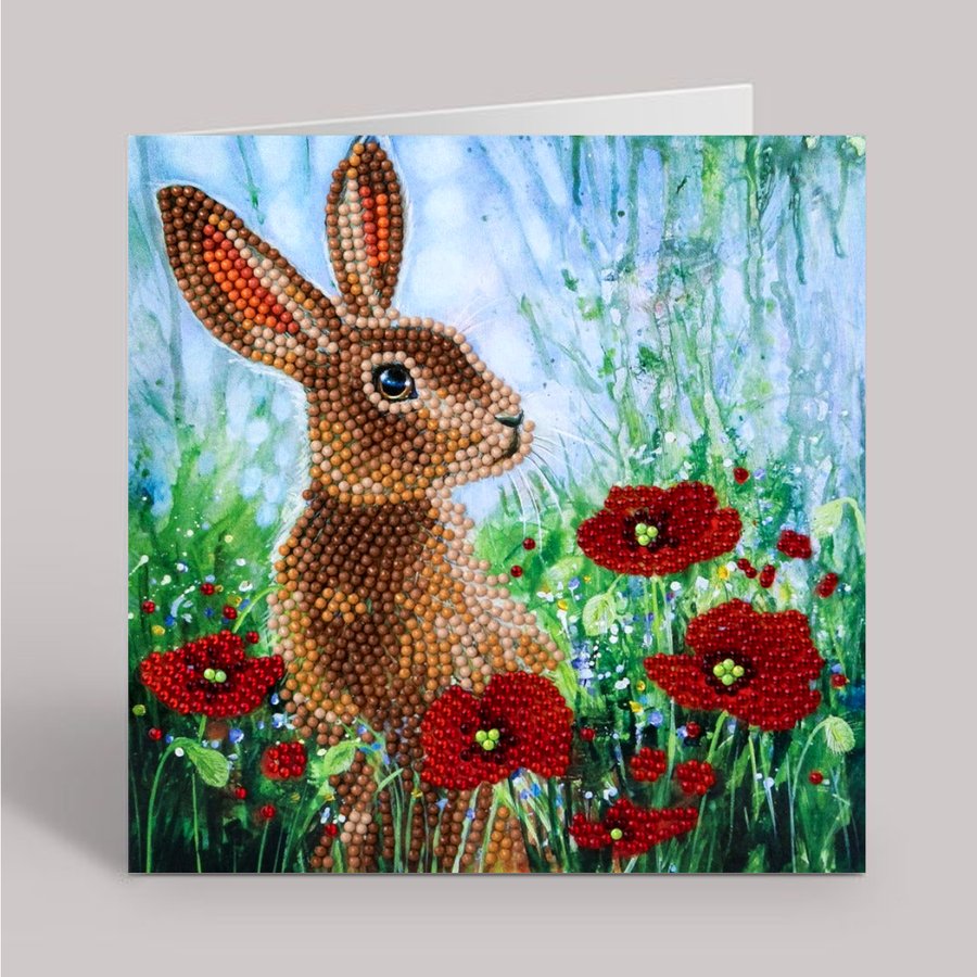 Wild Flowers Hare Crystal Art Card 2