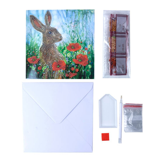 Wild Flowers Hare Crystal Art Card 6