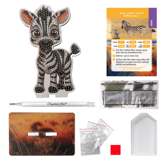 Load image into Gallery viewer, Zebra Crystal Art Wildlife Buddies contents
