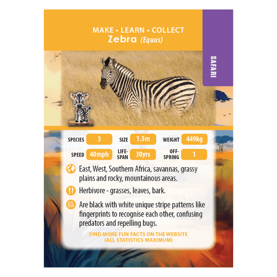 Load image into Gallery viewer, Zebra Crystal Art Wildlife Buddies educard front
