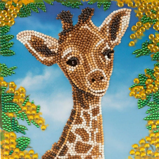 "Baby Giraffe" Crystal Art Card 18x18cm