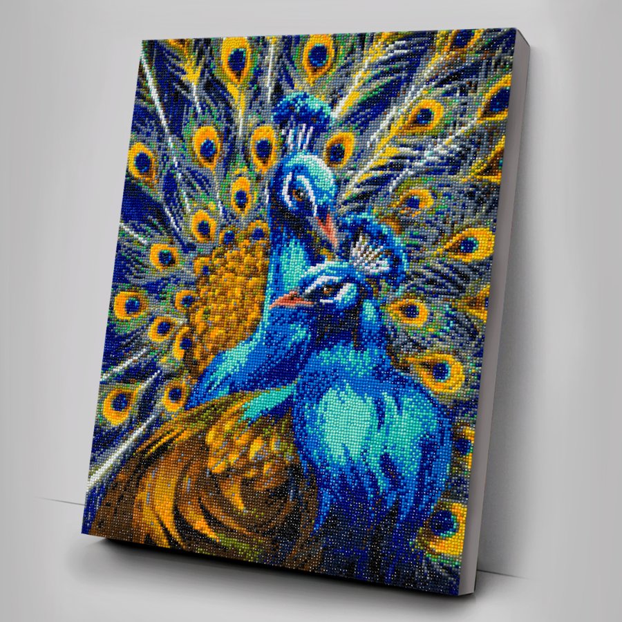 "Blue Rapsody Peacocks" Framed Crystal Art Kit 40x50cm