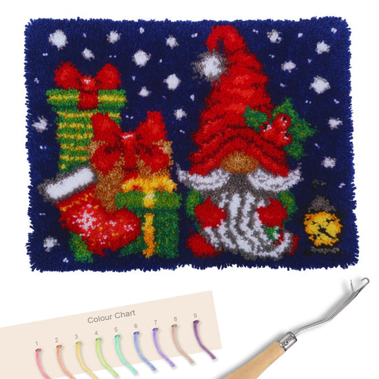 "Christmas Gnome" Latch Hook Rug 48x64cm