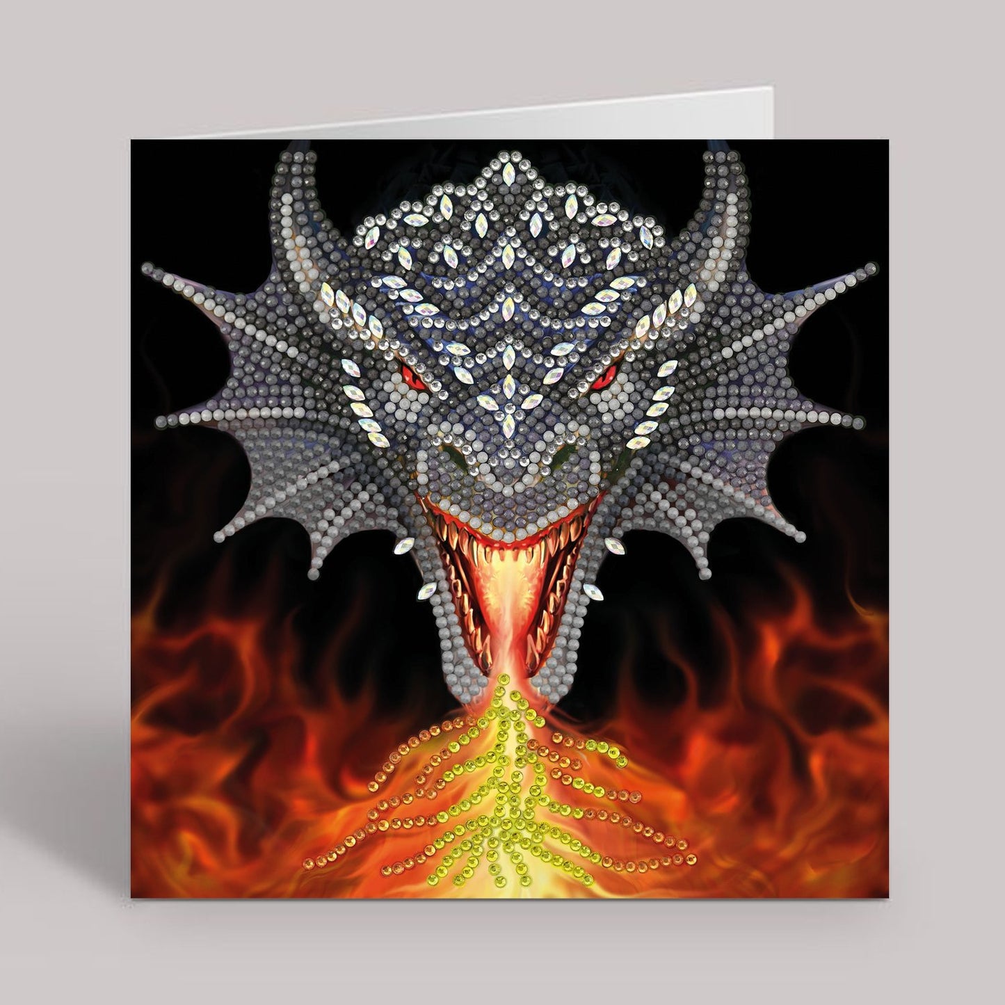 "Dragon Fire Head" by Anne Stokes Crystal Art Card 18x18cm