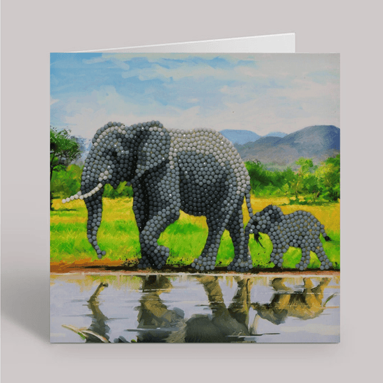 elephants Crystal Art Card 18x18cm