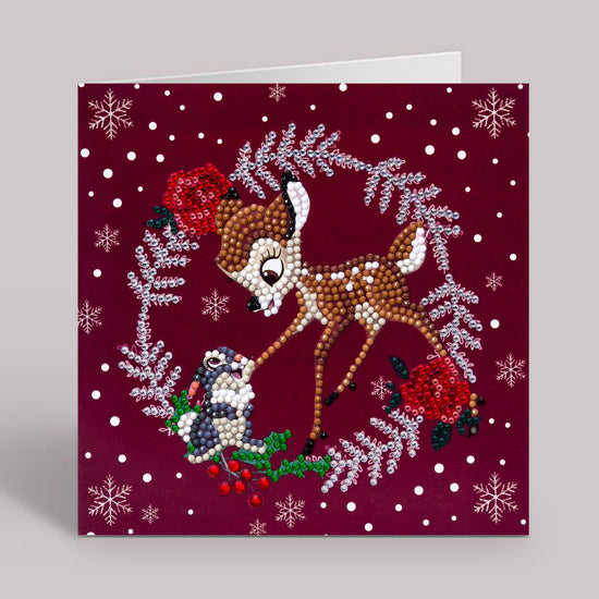 "Festive Bambi" Crystal Art Card 18x18cm