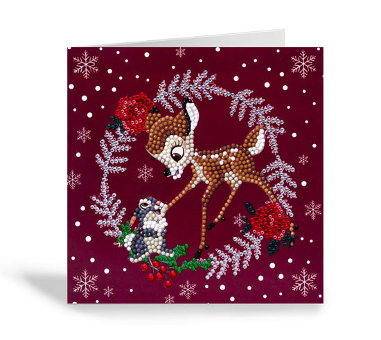 "Festive Bambi" Crystal Art Card 18x18cm