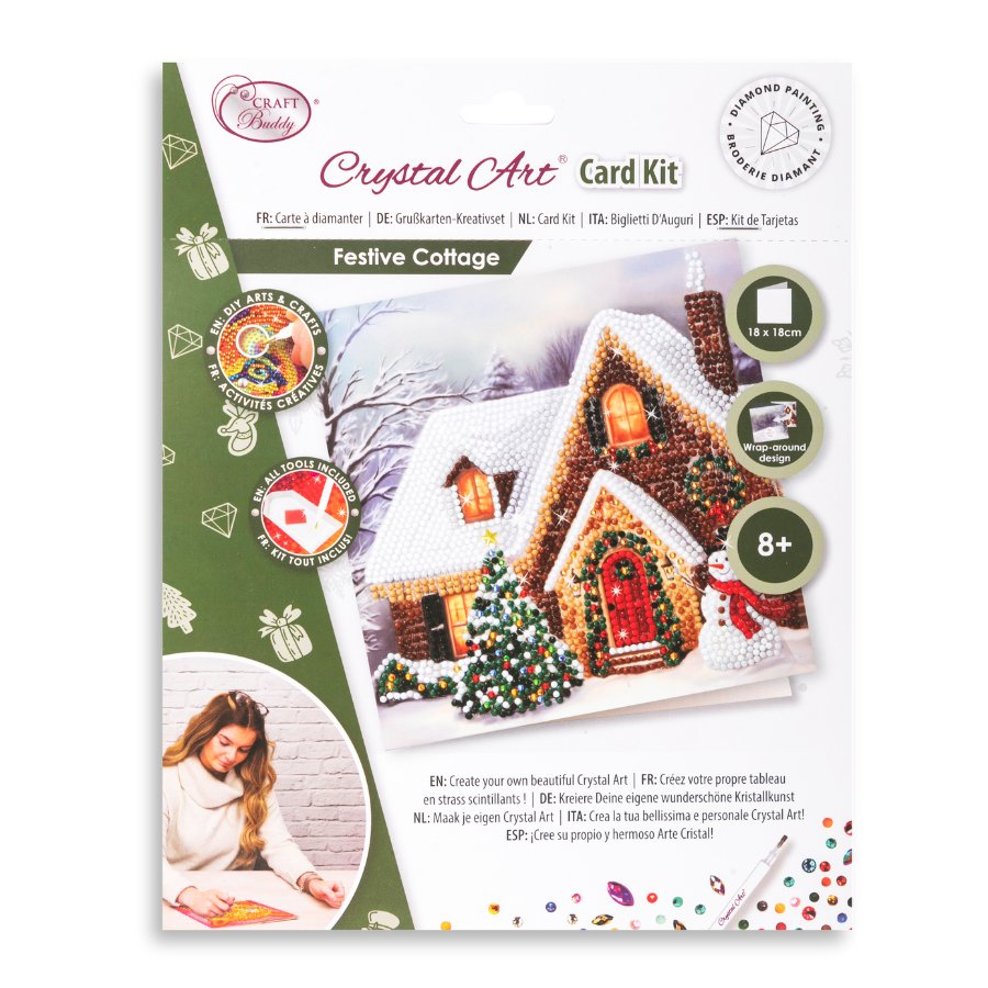 festive cottage Crystal Art Card kit 18x18cm 6