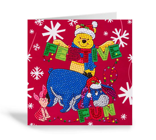 festive winnie the pooh crystal art card 1