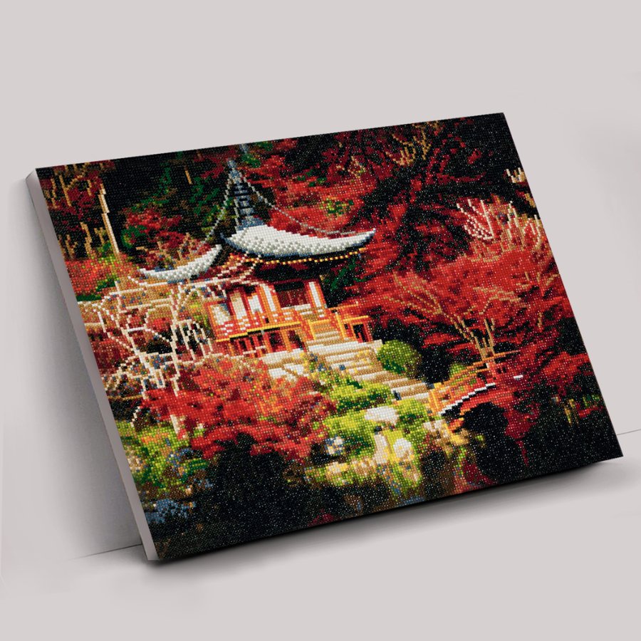 "Japanese Temple" Framed Crystal Art Kit 40x50cm