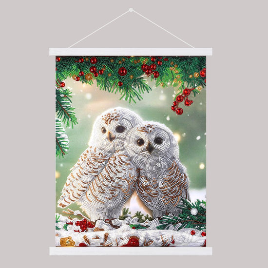 ‘Snowy Owls Sanctuary’ Crystal Art Scroll Kit 40x50cm