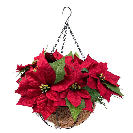 Poinsettia LED Forever Flowerz hanging basket
