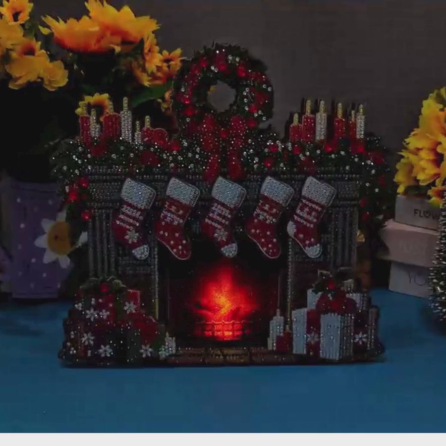 Christmas Fireplace Crystal Art 3D Buildable Scene Kit