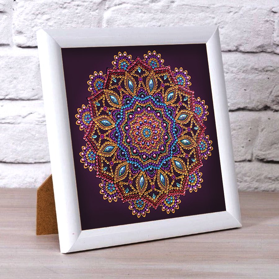 "Purple Mandala" 18x18cm Crystal Art Card