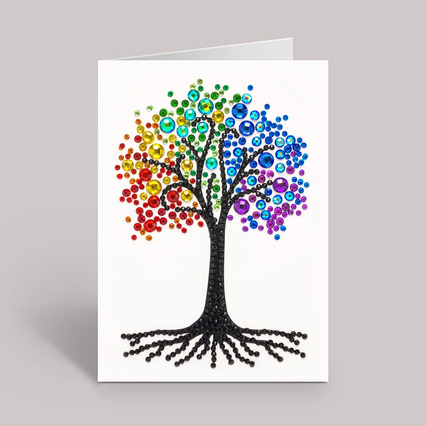 rainbow tree grey card base