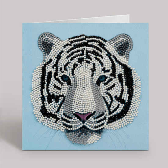 white tiger head Crystal Art Card 18x18cm