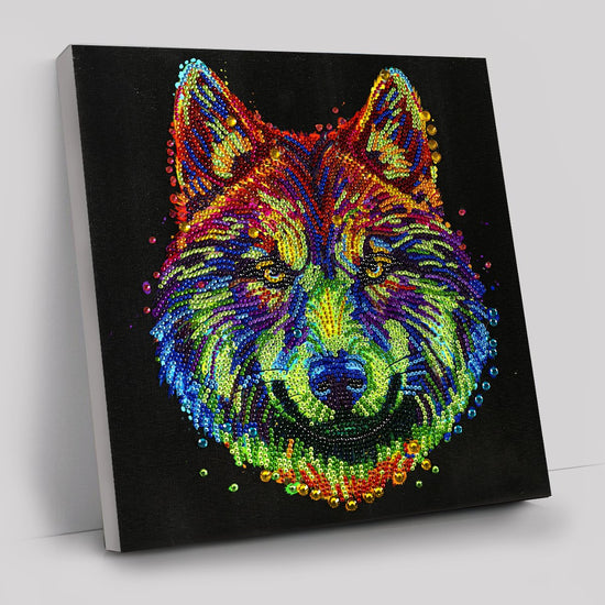 "Colourful Wolf" Crystal Art Kit 30x30cm