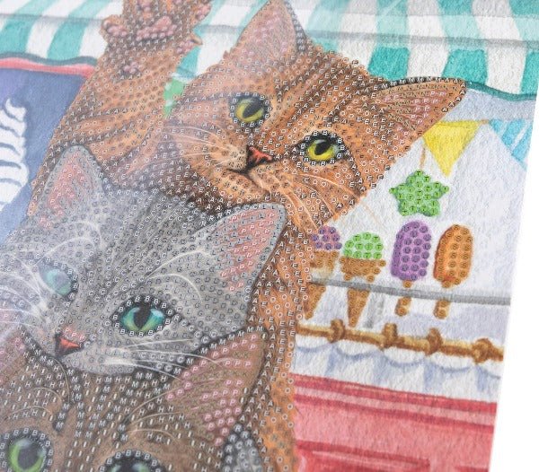 "Kittens & Ice Cream" Picture Frame Crystal Art, 21x25cm Close Up