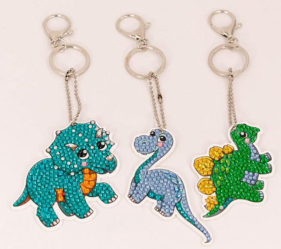 Dinosaur Friends, Crystal Art Keyring Set