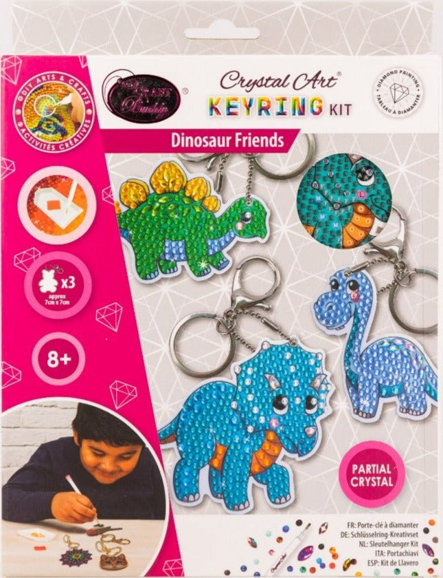 Dinosaur Friends, Crystal Art Keyring Set