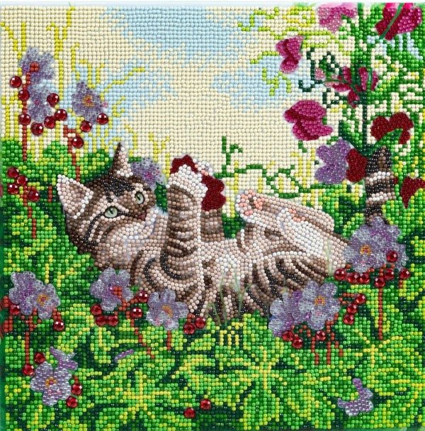 Playful cat crystal art kit