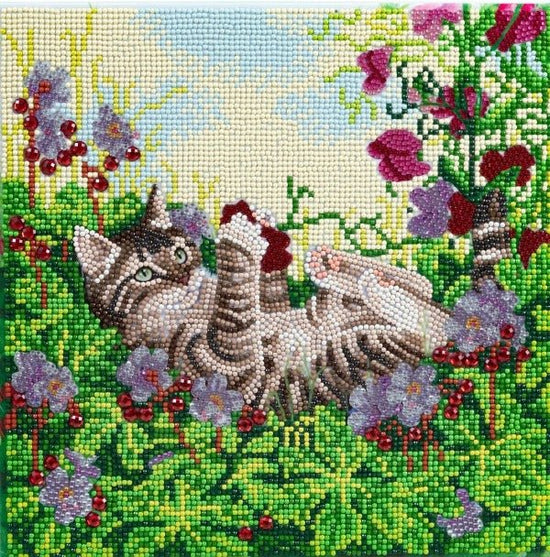 Playful cat crystal art kit