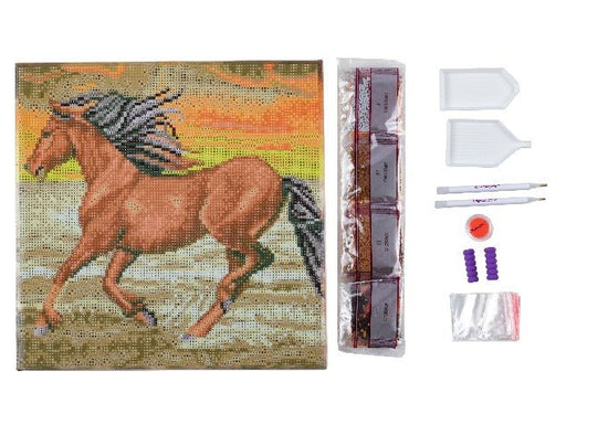 "Horse on the Run" Crystal Art Kit 30x30cm