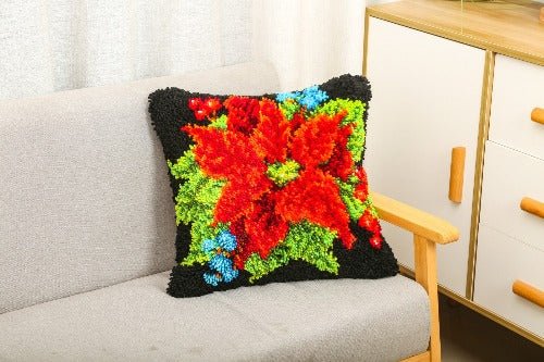 Craft Buddy Latch Hook Cushion Kit 45cm Poinsettia