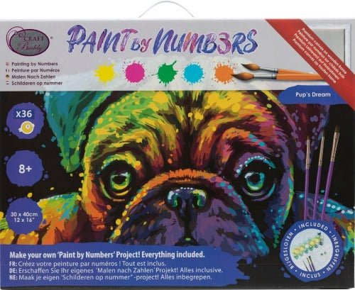 "Pup's Dream" Paint by Numb3rs 30x40cm Framed Kit - Front Packaging