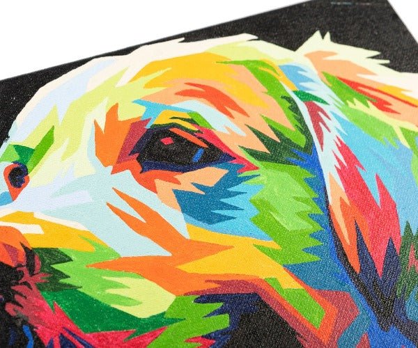 "Colourful Pup" 30x30cm Paint By Numb3rs Kit - Close Up