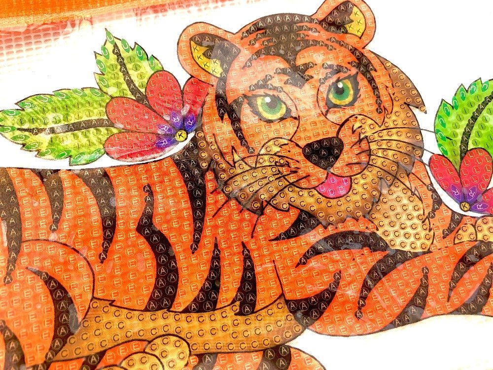 "Tiger & Flowers" Crystal Art Pencil Cases Set of 2