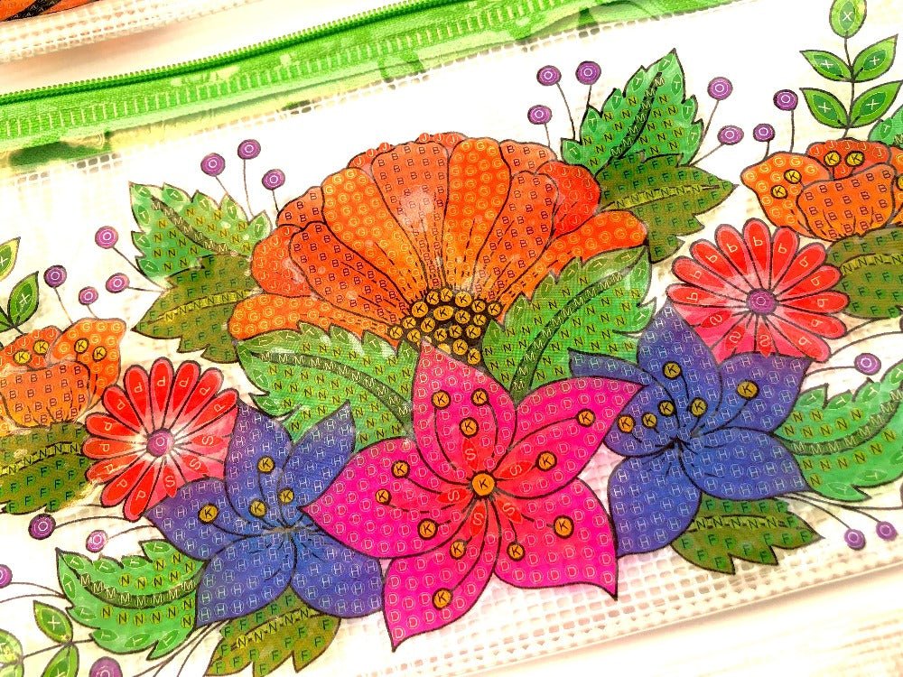 "Tiger & Flowers" Crystal Art Pencil Cases Set of 2