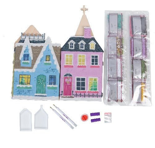 Crystal Art Foldable Village Scene - Contents