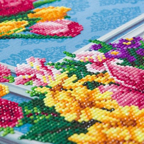 Beautiful blooms crystal art canvas kit close up