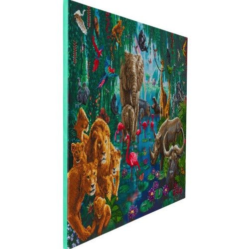 Jungle gathering crystal art canvas kit side view