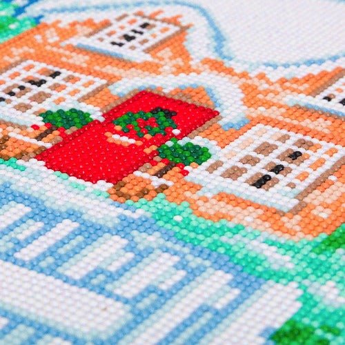 Snowy house part 3 crystal art canvas kit close up