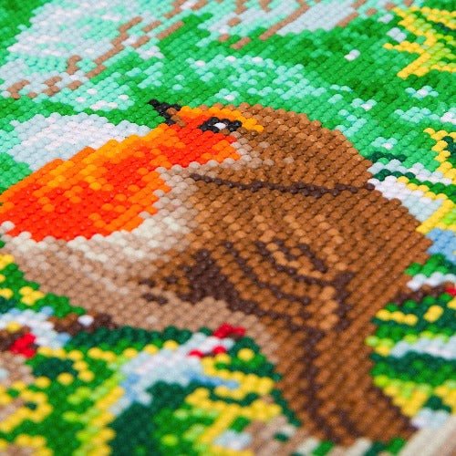 Snowy house part 3 crystal art canvas kit close up