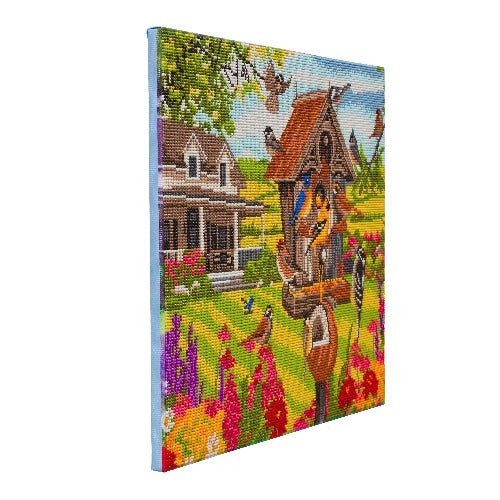 Garden birds crystal art canvas kit side view