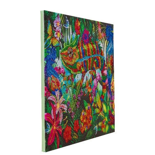 Chameleon jungle crystal art canvas kit side view