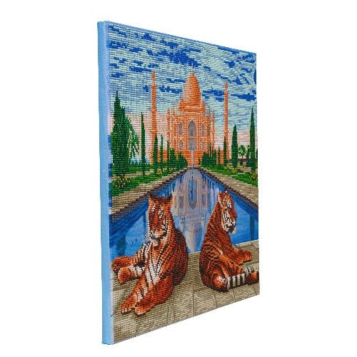 Taj mahal tigers crystal art canvas kit side view