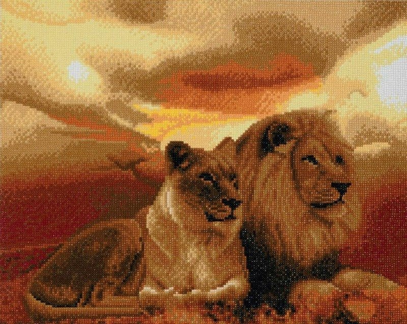 "Lions of Savannah" Framed Crystal Art Kit 40x50cm