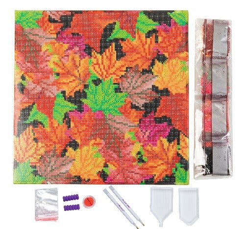 Falling Leaves 30x30cm Crystal Art Kit Content