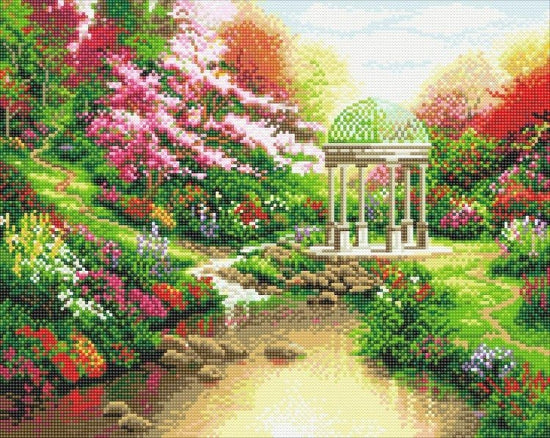 "Pools of Serenity" by Thomas Kinkade Crystal Art Kit 40x50cm Before