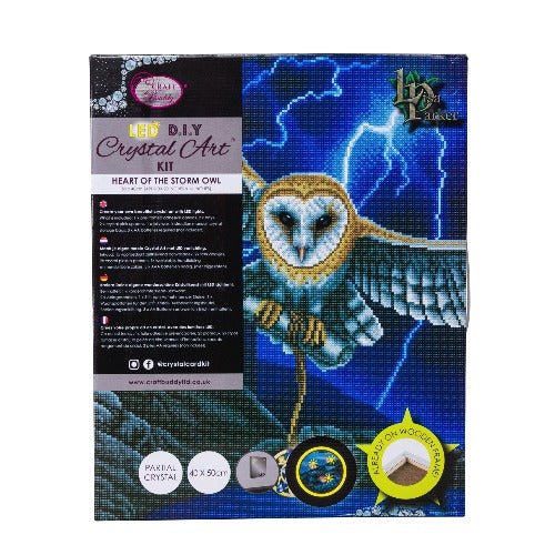 "Heart of the Storm Owl" Framed LED Crystal Art Kit 40x50cm